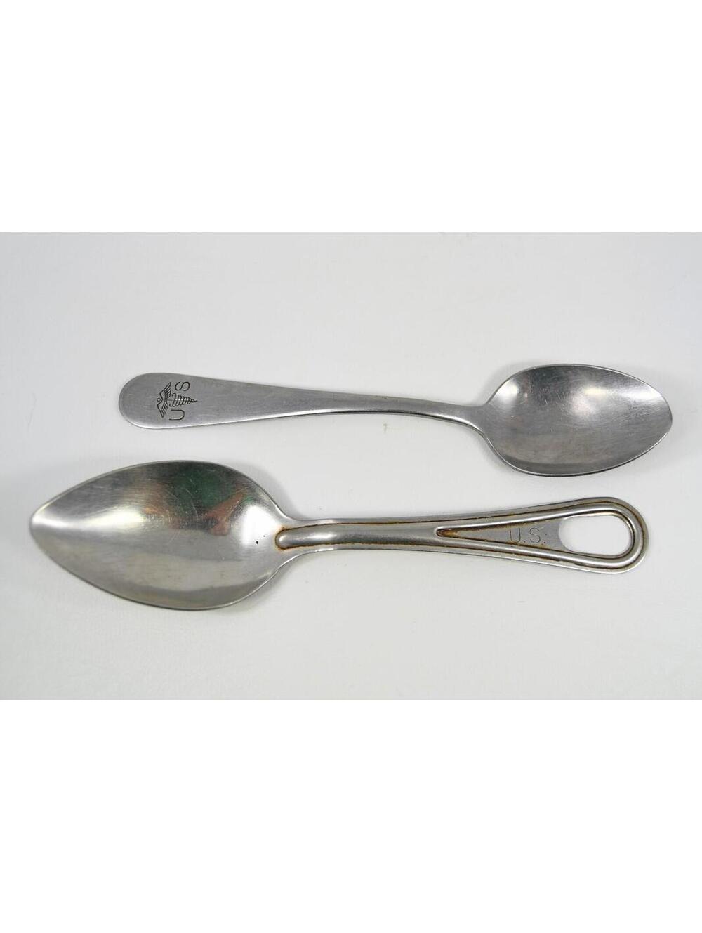 US Army Military Medical Corps Mess Hall Kit 7” Spoons Silco Stainless SKOCO VTG